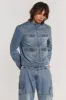 Chambray Denim Moto Jacket sold by Jaded London