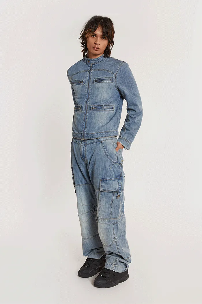 Chambray Denim Moto Jacket sold by Jaded London product image thumbnail 2