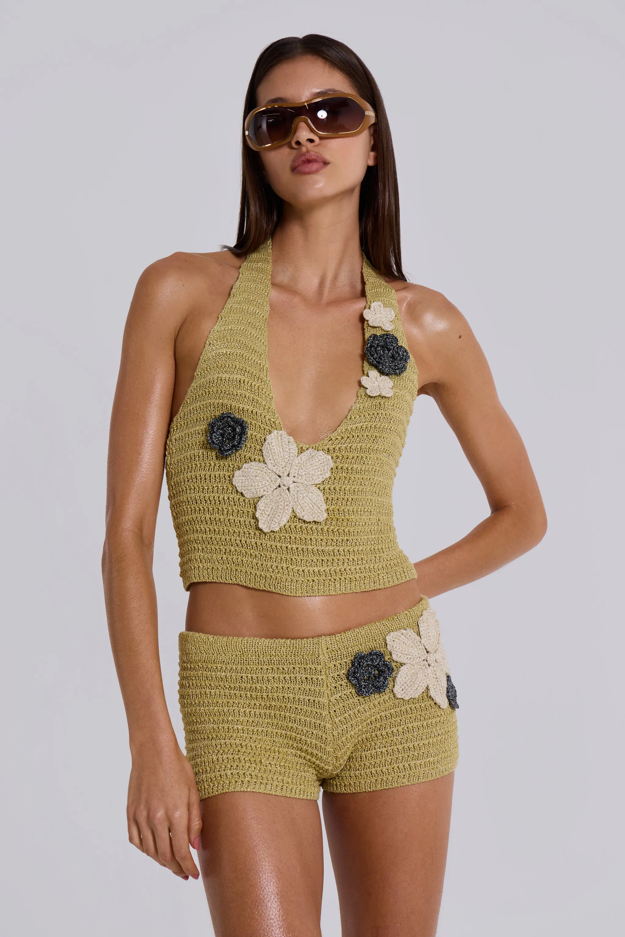 Vine Crochet Plunge Top With Flower Detail sold by Jaded London product image thumbnail 5
