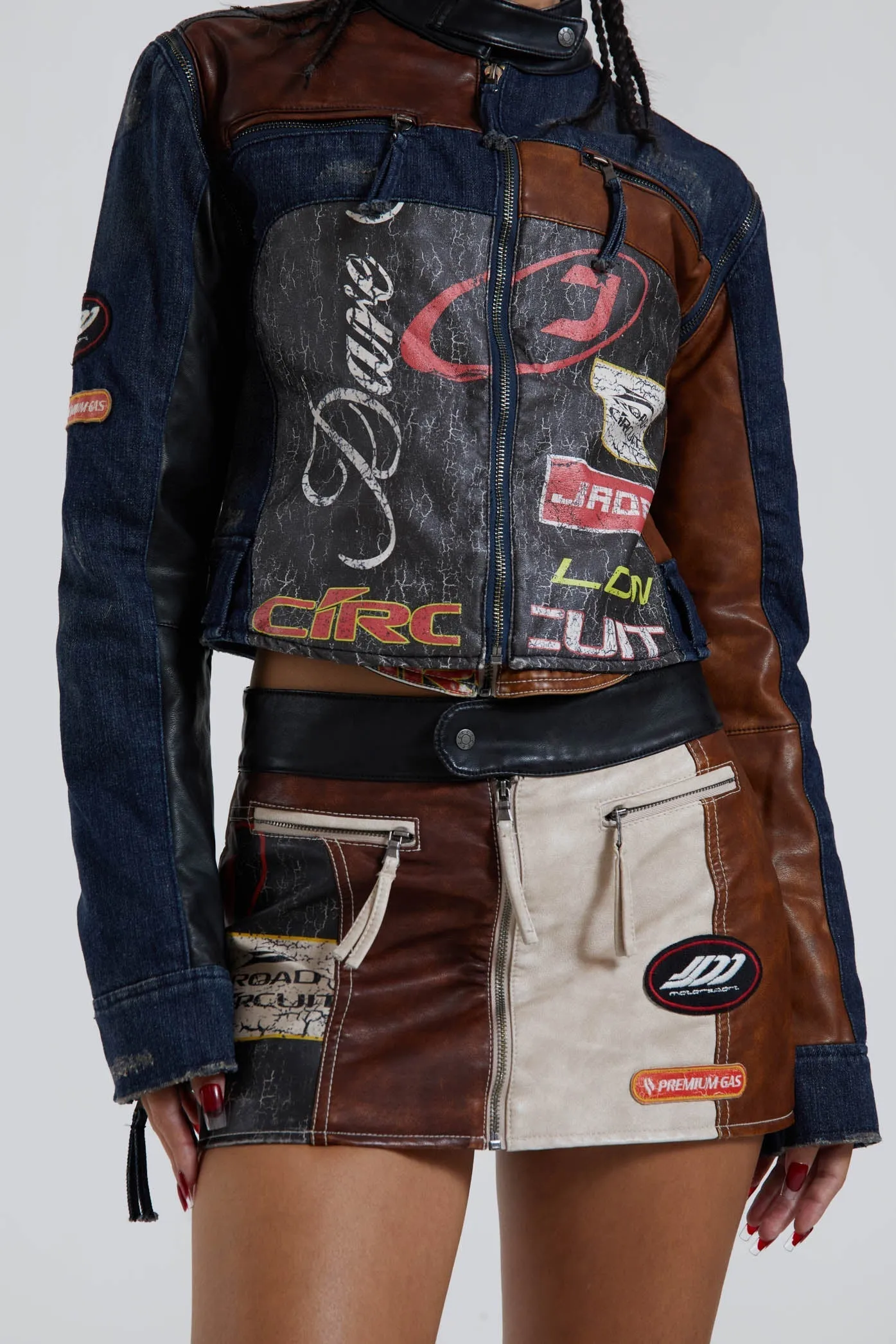 Daytona Zip Off Sleeve Moto Jacket sold by Jaded London product image thumbnail 4