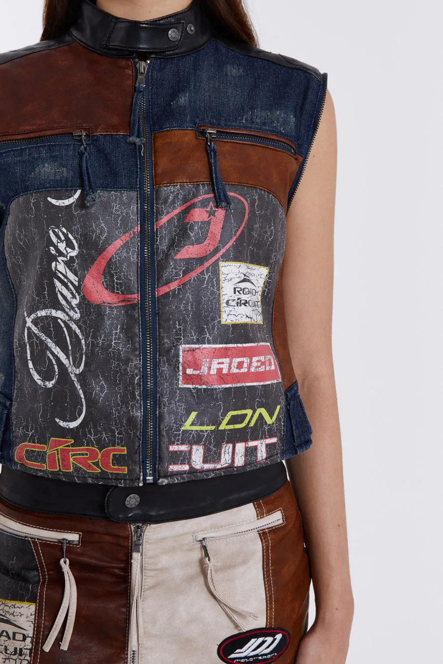 Daytona Zip Off Sleeve Moto Jacket sold by Jaded London product image thumbnail 5