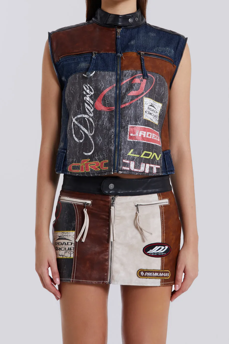 Daytona Zip Off Sleeve Moto Jacket sold by Jaded London product image thumbnail 2
