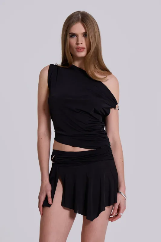 Dare To Drape Top in Black sold by Jaded London