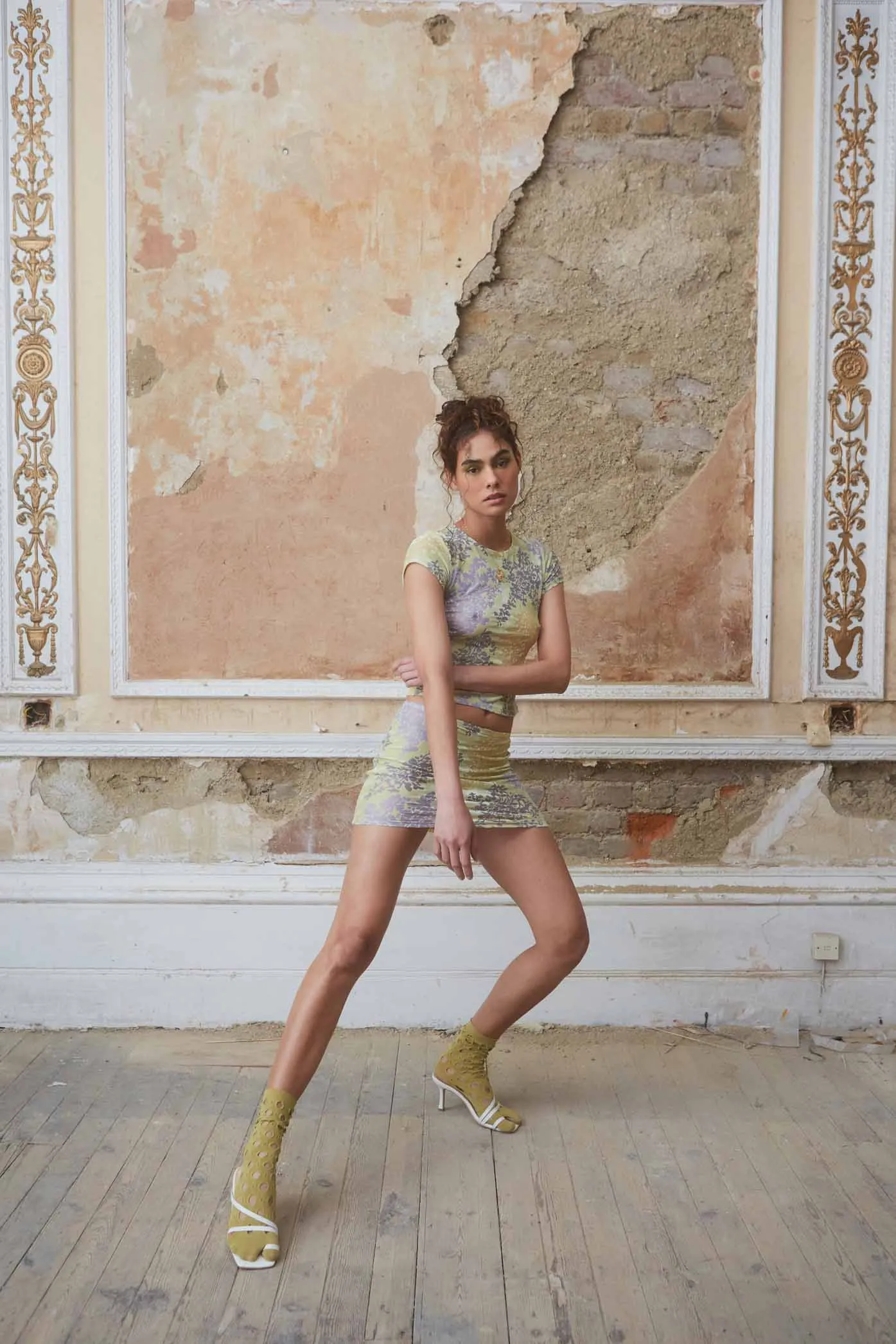 Devore Mini Skirt In Lime sold by Jaded London product image thumbnail 5