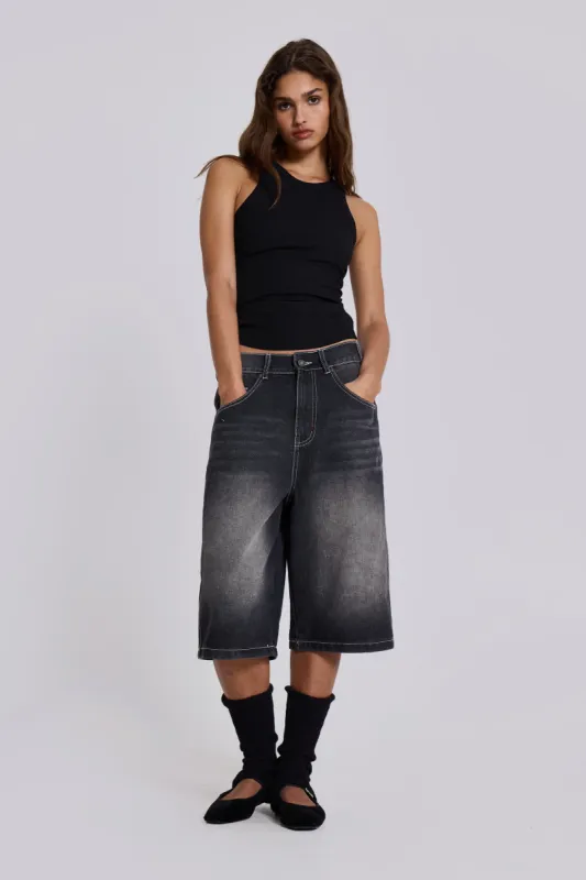 Washed Black Jumbo Jorts sold by Jaded London