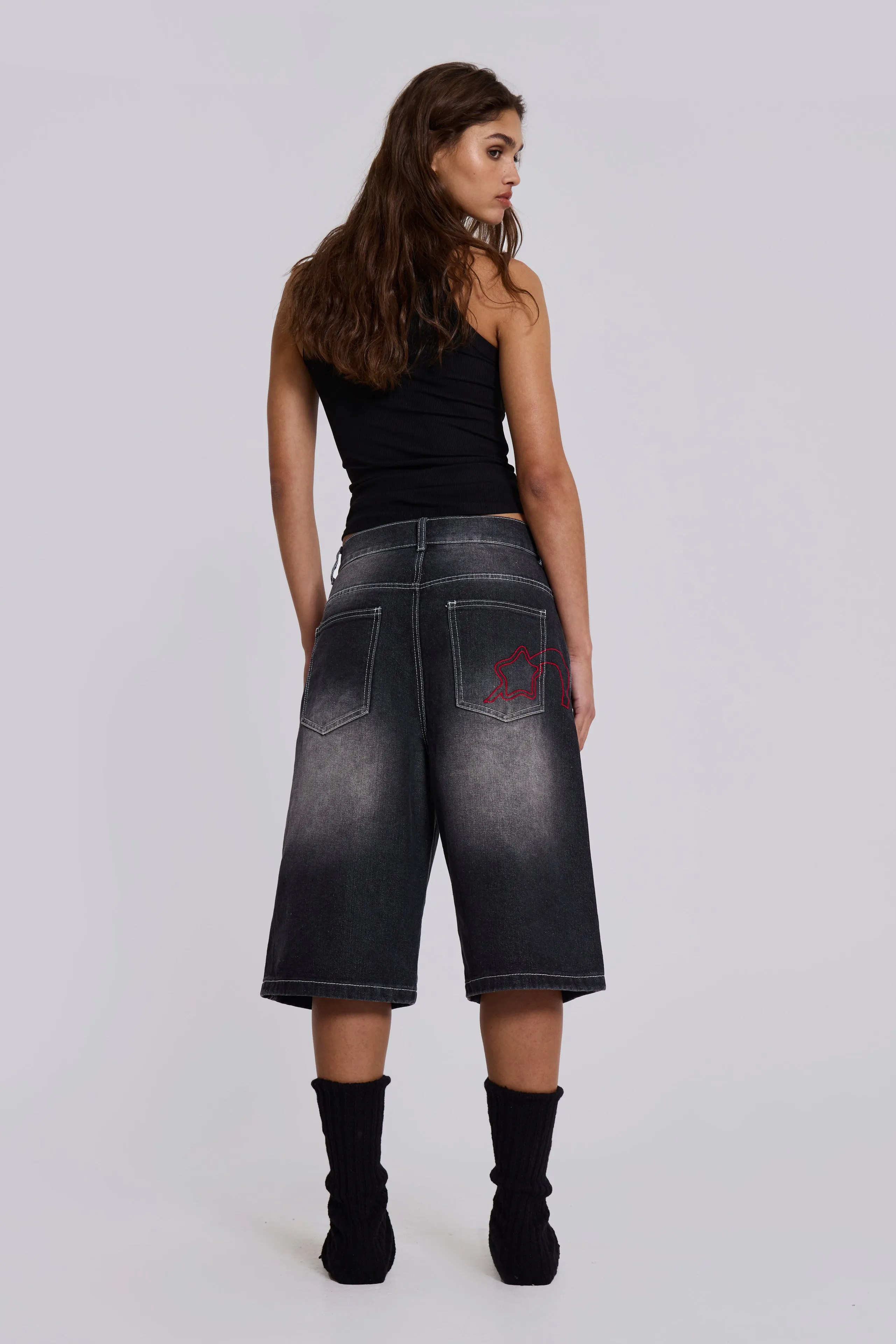 Washed Black Jumbo Jorts sold by Jaded London product image thumbnail 5
