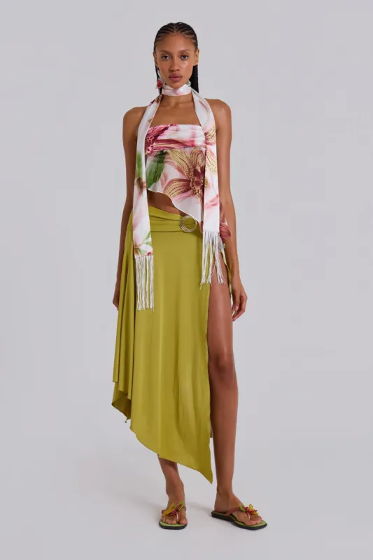 Riana Asymmetric Midi Skirt sold by Jaded London