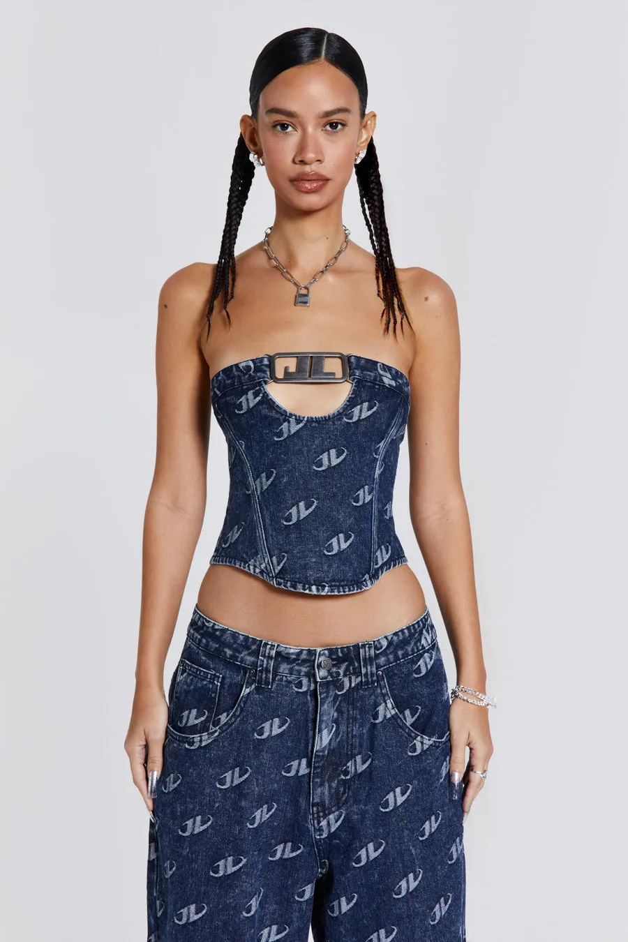 Monogram Strapless Corset Top sold by Jaded London product image thumbnail 4