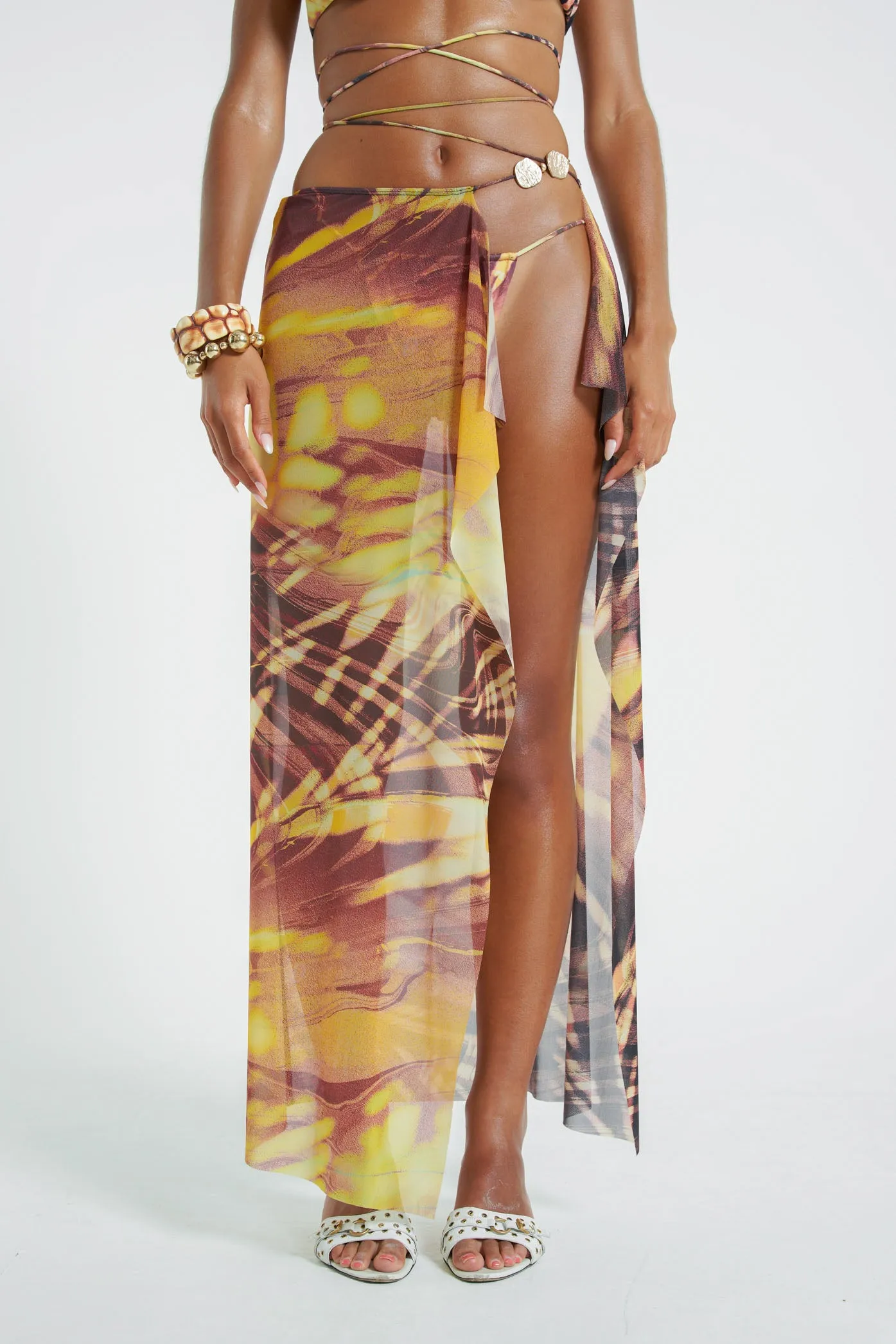 Aphrodite Wrap Around Mesh Maxi Skirt sold by Jaded London