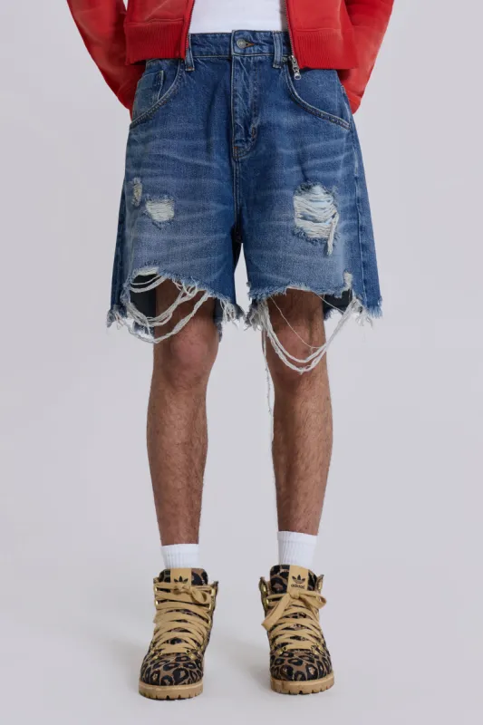 Mid Blue Revenge Jorts sold by Jaded London