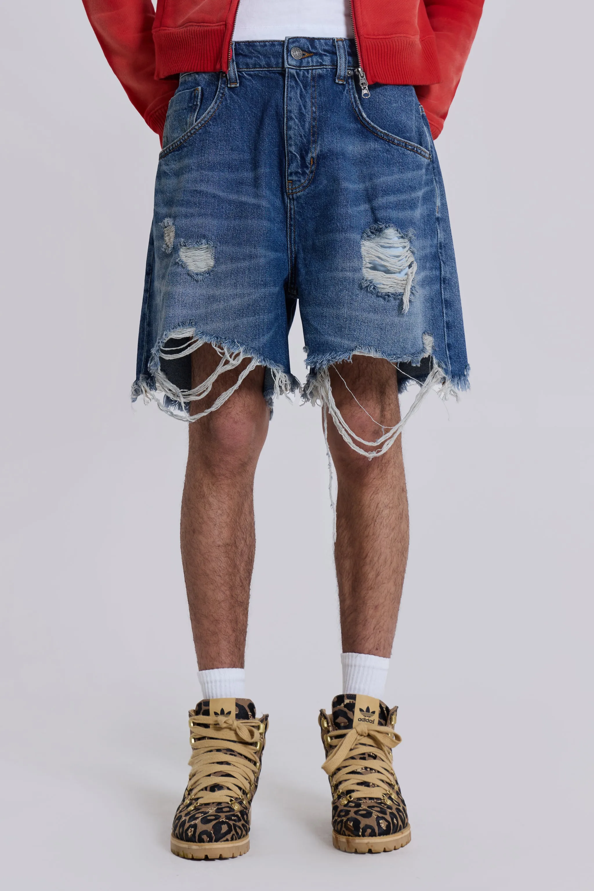 Mid Blue Revenge Jorts sold by Jaded London
