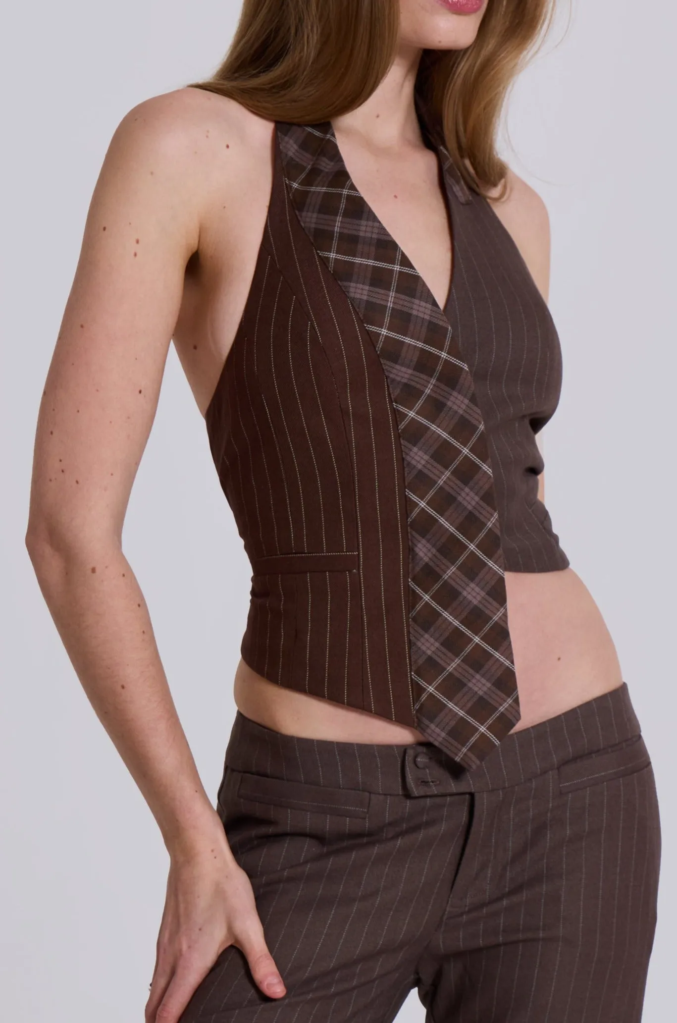 Tuesday Tie Backless Halter Shirt sold by Jaded London