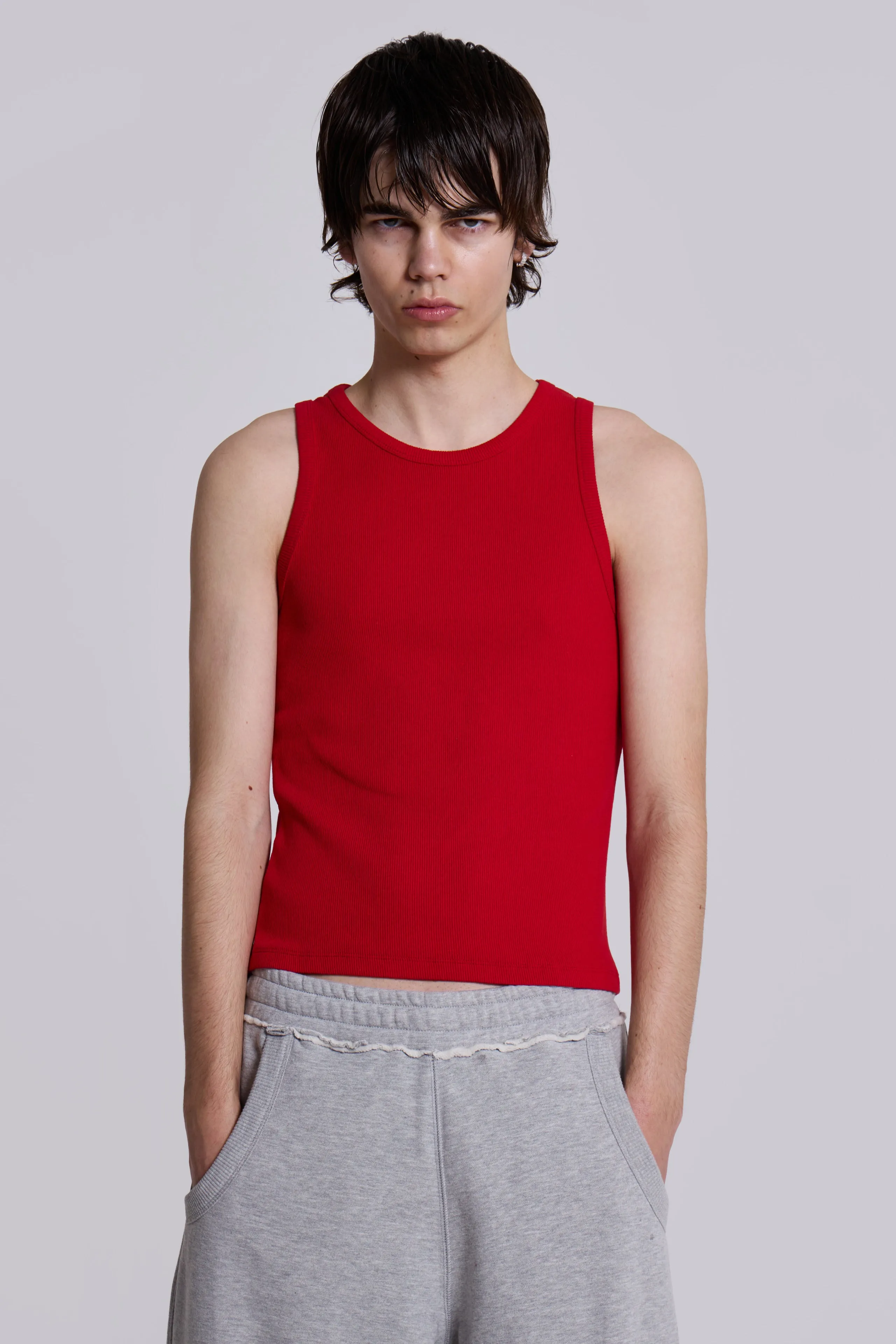 NTRLS Red Ribbed Vest sold by Jaded London