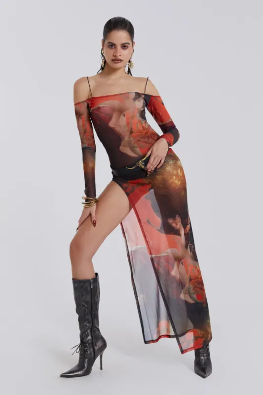 Valencia Print Maxi Dress sold by Jaded London