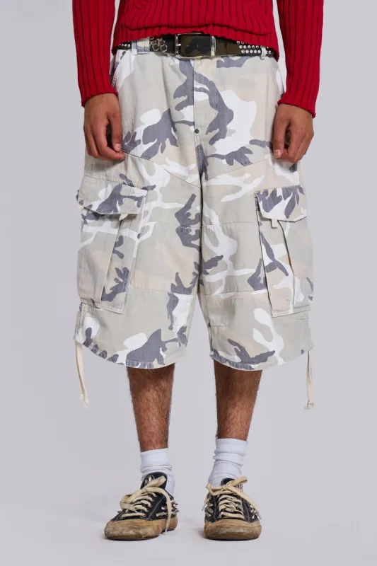 Snow Camo Cadet Cargo Shorts Parallel