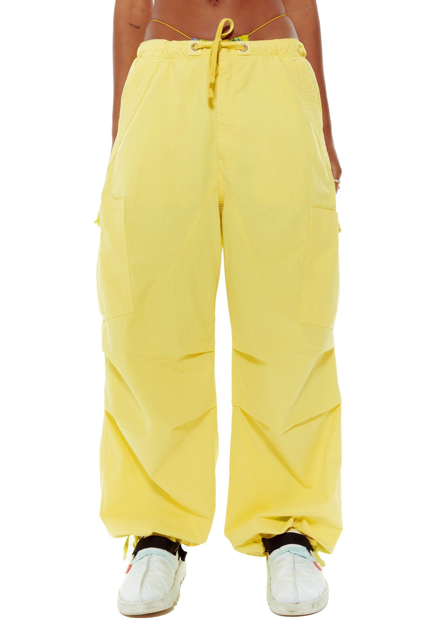 Lemon Yellow Parachute Cargo Pants sold by Jaded London