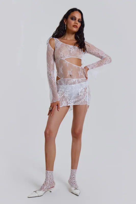 Siren Mini Dress in White sold by Jaded London