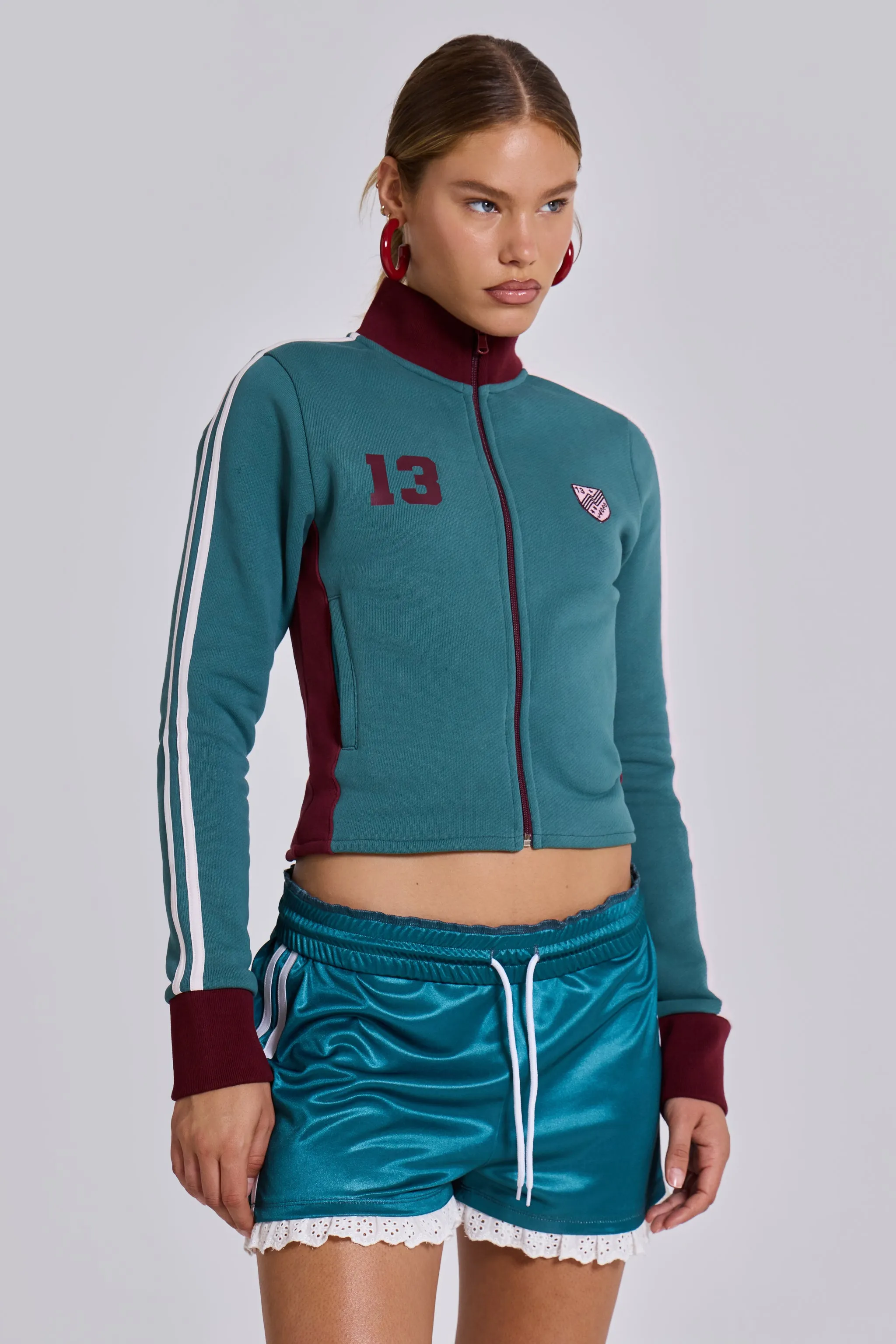 Teal Green No.13 Football Track Top sold by Jaded London product image thumbnail 5