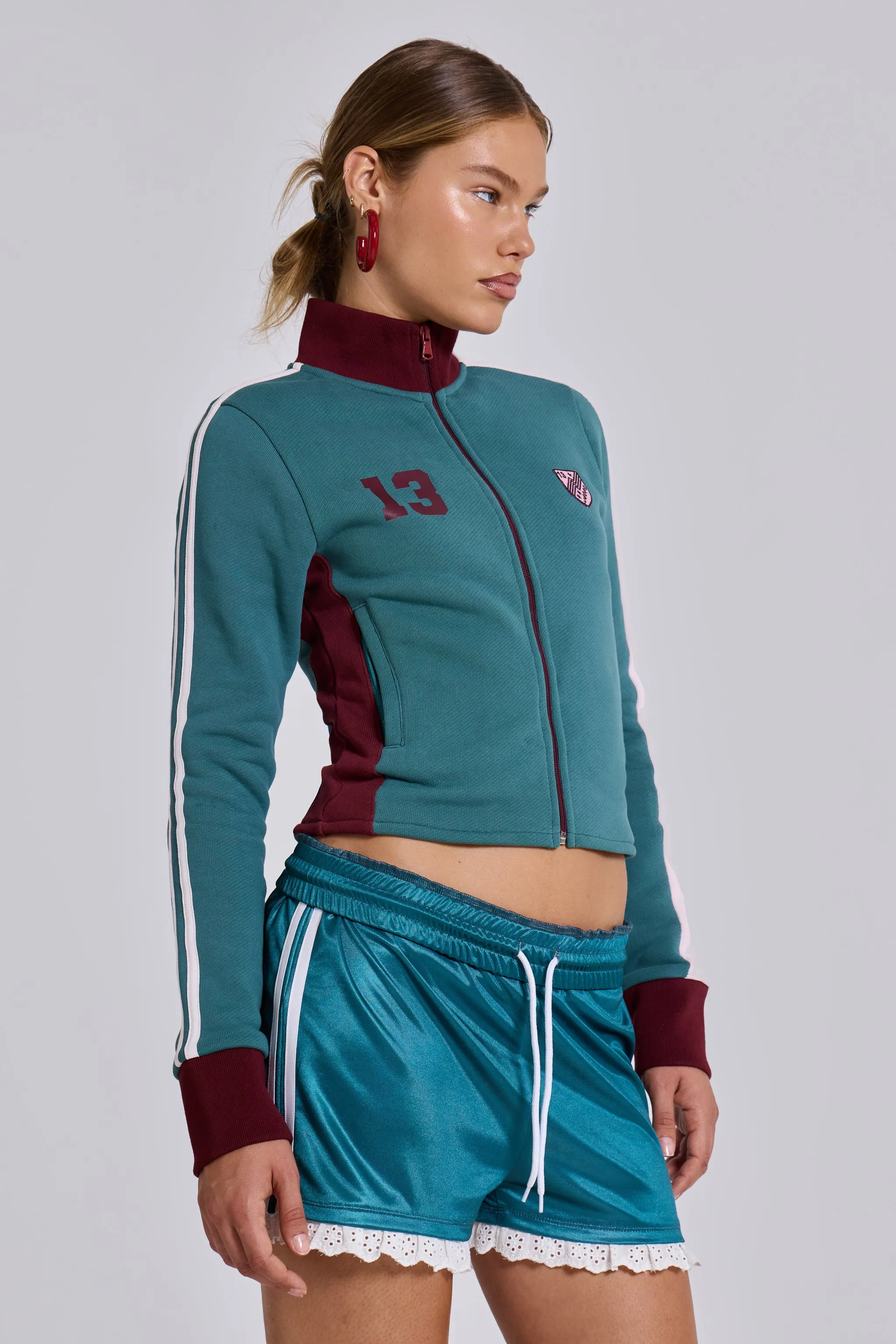 Teal Green No.13 Football Track Top sold by Jaded London product image thumbnail 3