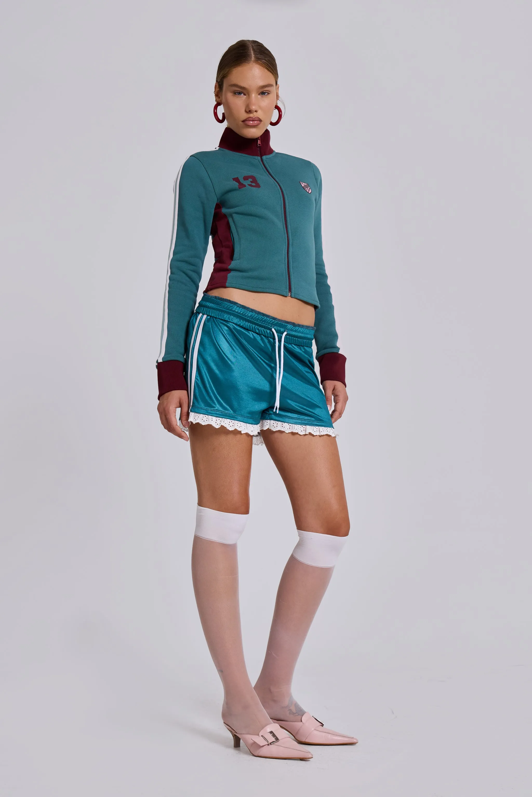 Teal Green No.13 Football Track Top sold by Jaded London product image thumbnail 4