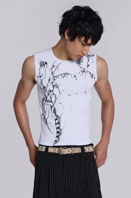 White Astora Rib Vest sold by Jaded London