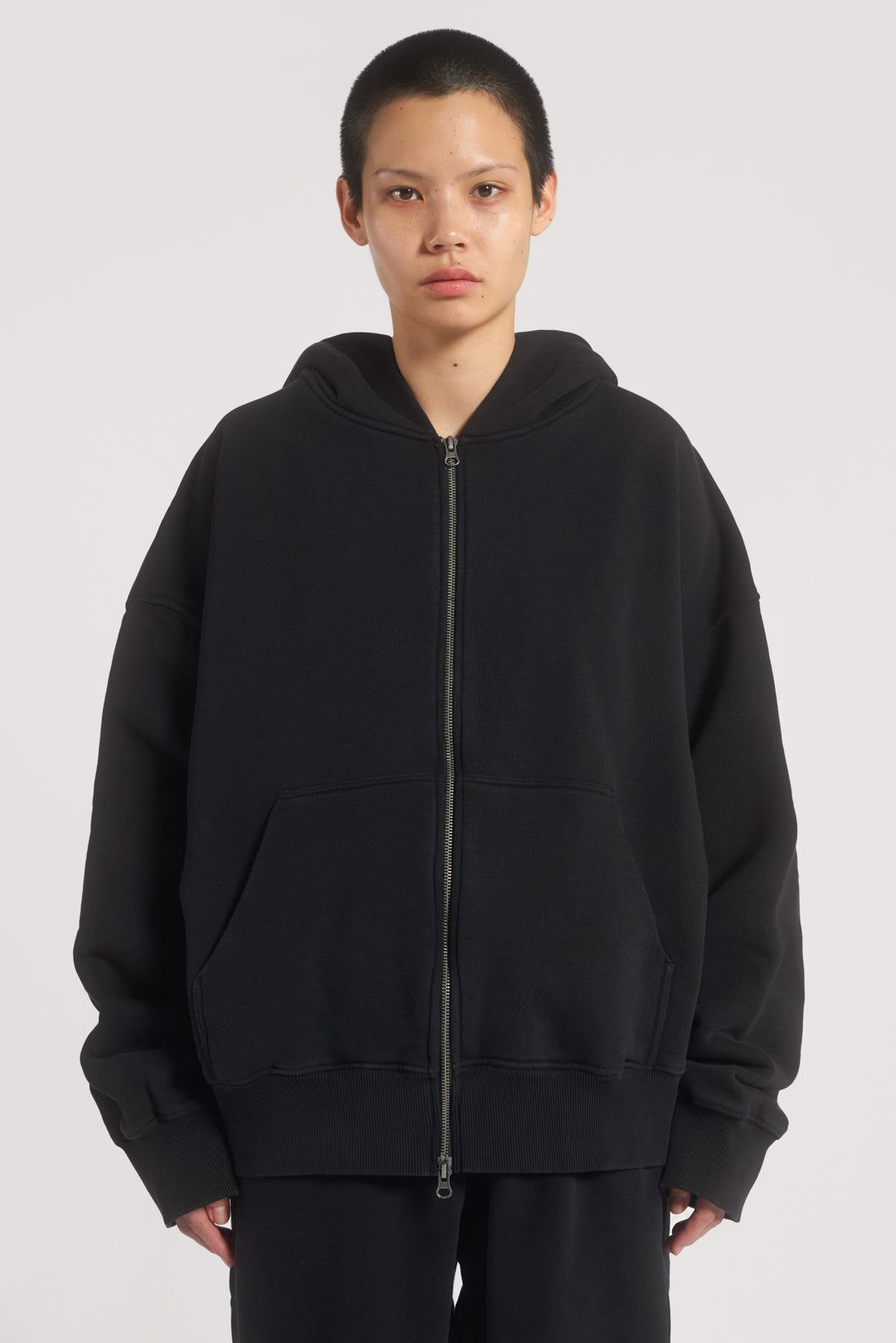 NTRLS Dust Black Oversized Zip Through Hoodie sold by Jaded London