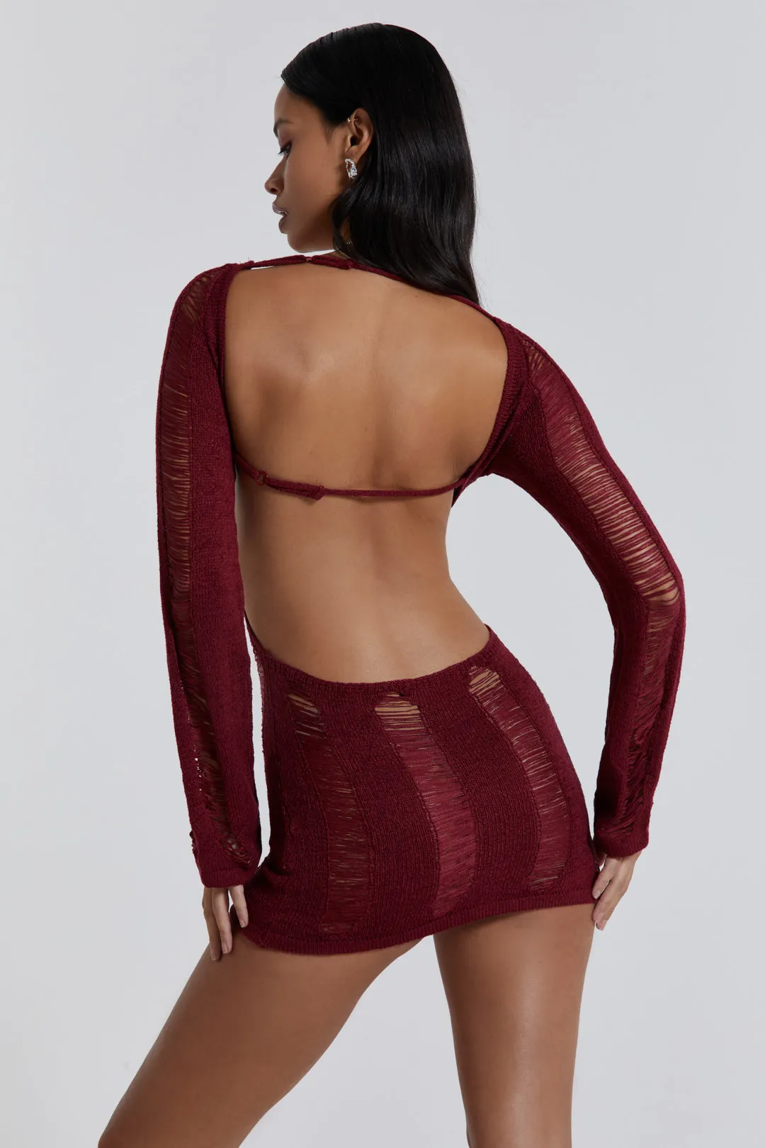Burgundy Umbra Mini Dress sold by Jaded London product image thumbnail 4