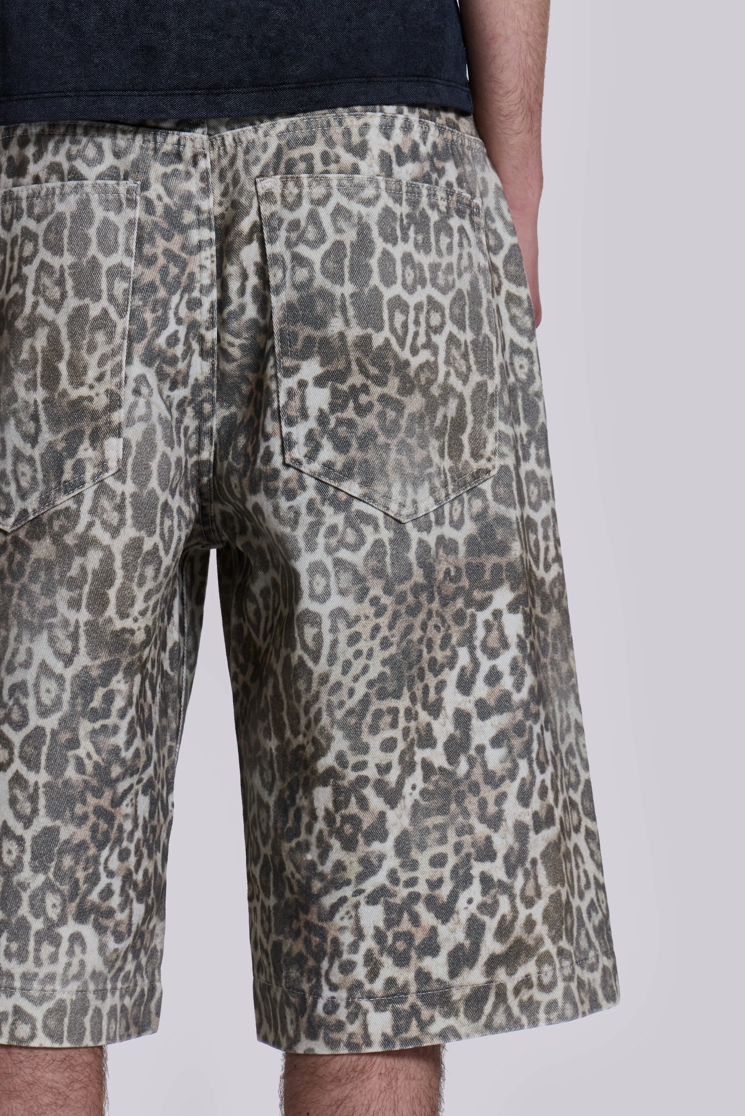 Leopard Fade Colossus Jorts sold by Jaded London product image thumbnail 3