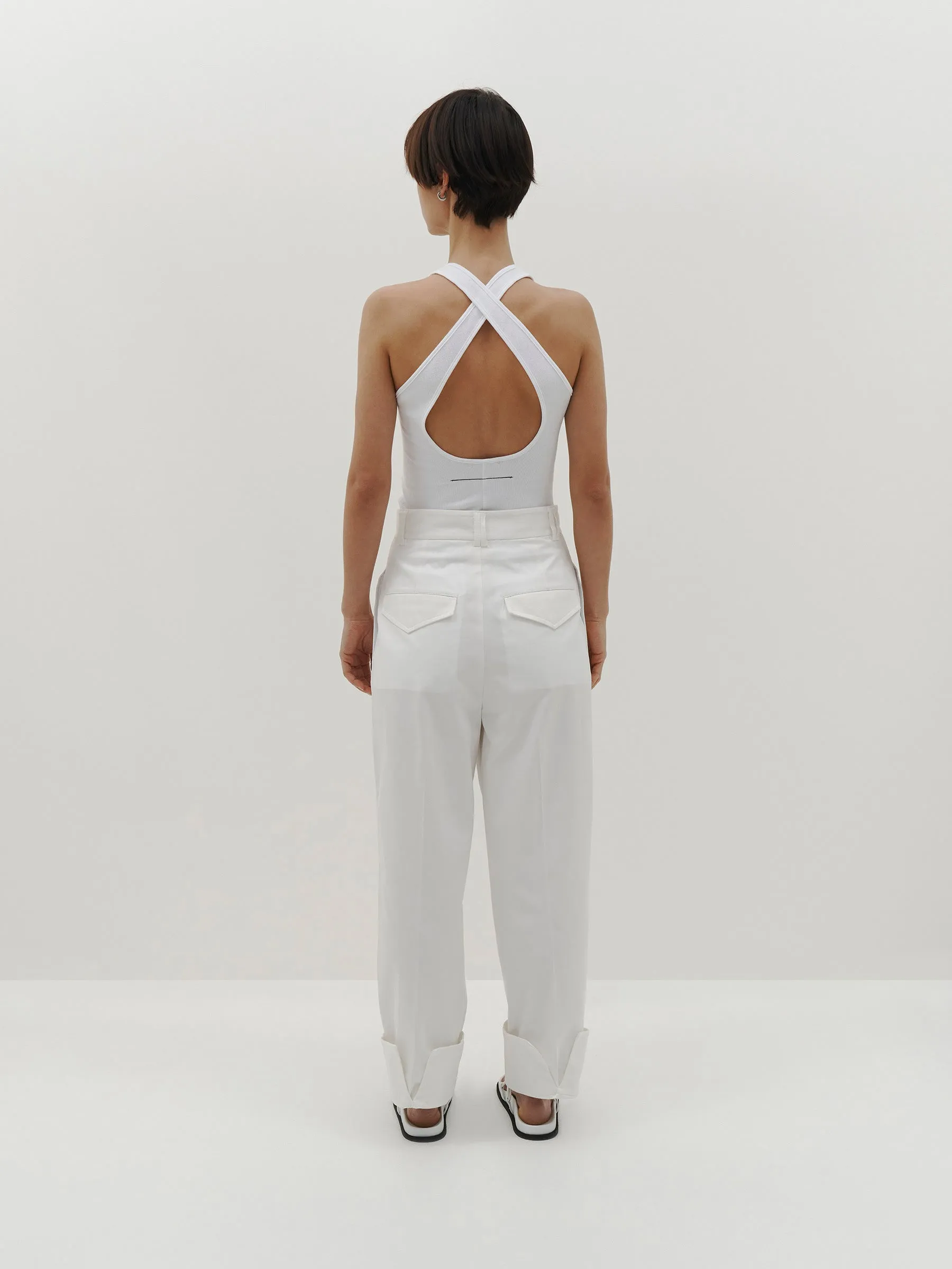Bassike | Double Cotton Pleated Pant - White sold by Sister & Co product image thumbnail 4