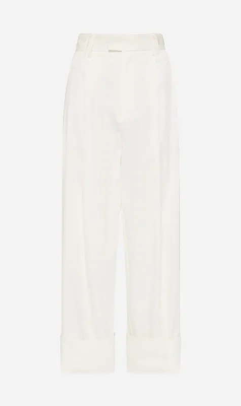 Bassike | Double Cotton Pleated Pant - White sold by Sister & Co