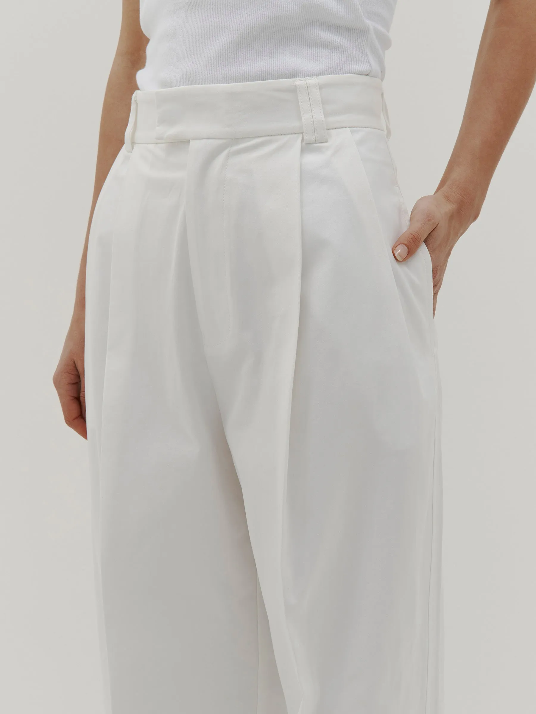 Bassike | Double Cotton Pleated Pant - White sold by Sister & Co product image thumbnail 5