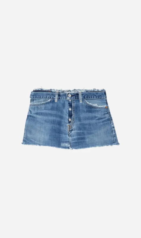 RE/DONE | Raw Waist Mini Skirt - Indigo sold by Sister & Co