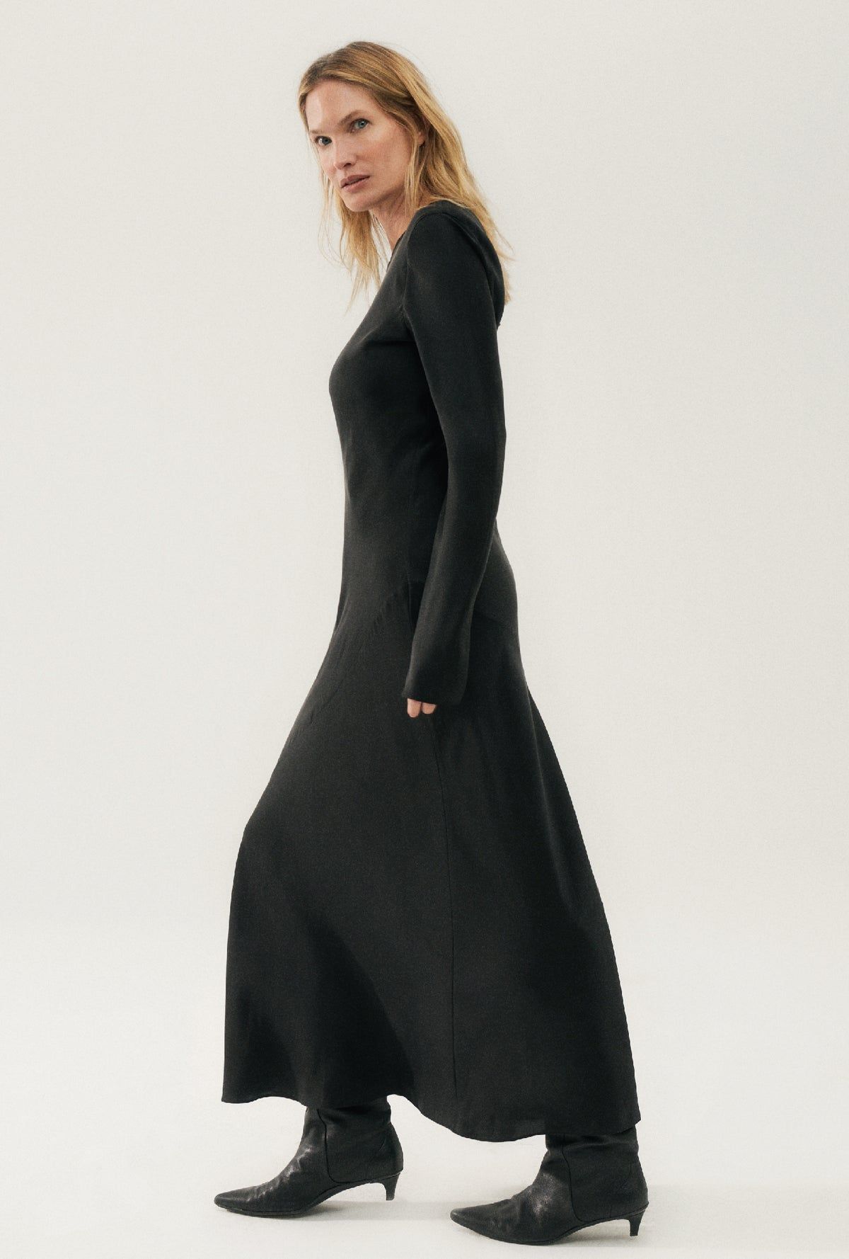 Silk Laundry | Full Sleeve Bias Cut Dress - Black sold by Sister & Co product image thumbnail 4