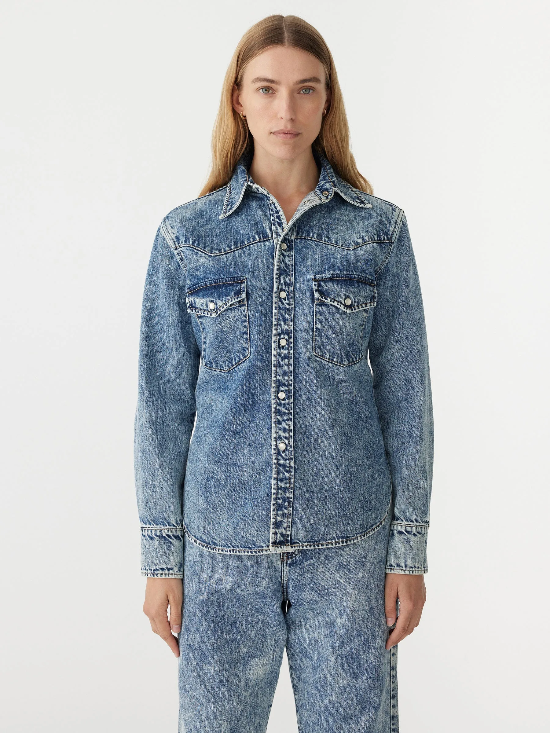 Bassike | Denim Darted Western Shirt - Indigo Motley sold by Sisters & Co product image thumbnail 2