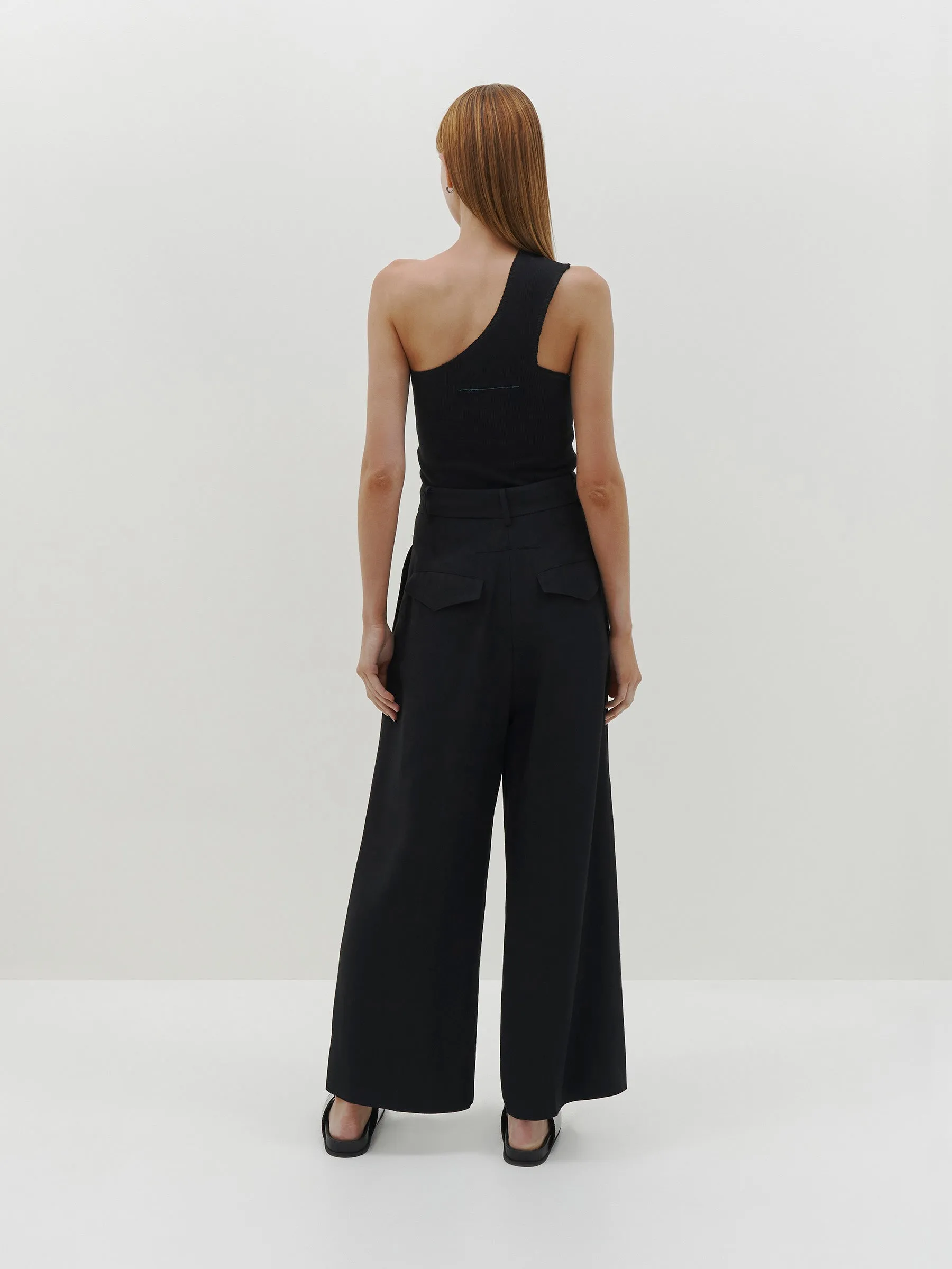 Bassike | Slim Rib One Shoulder Tank - Black sold by Sister & Co product image thumbnail 3