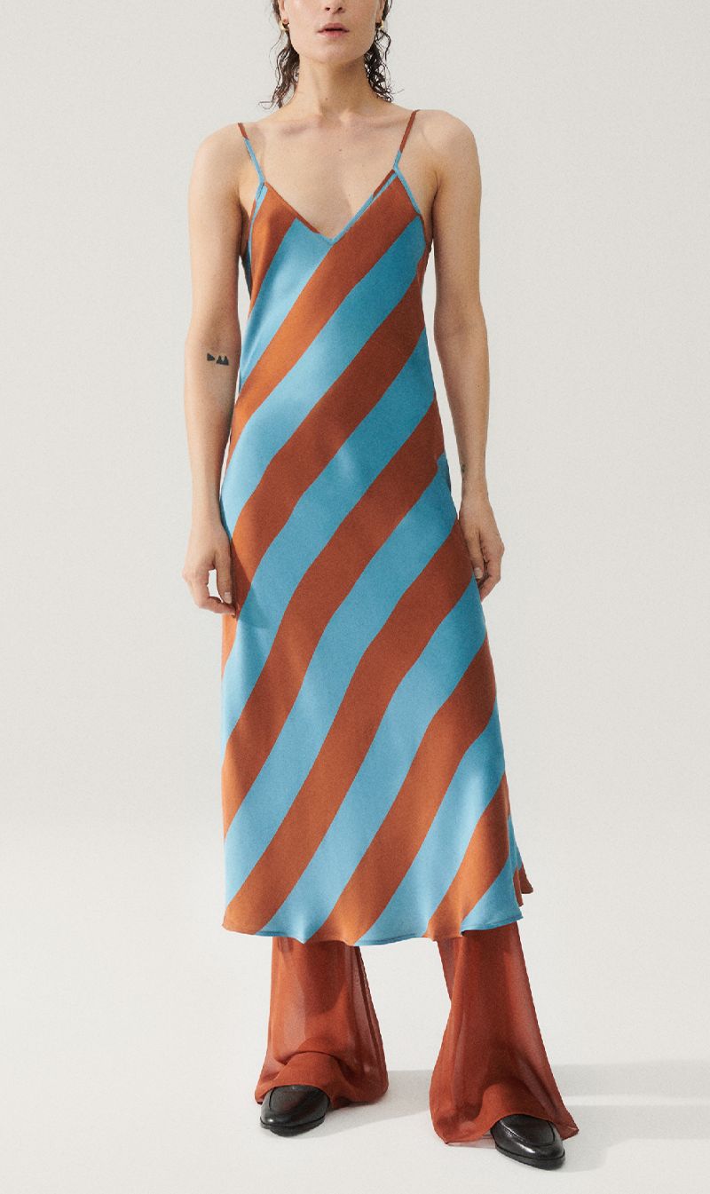 Silk Laundry | 90s Slip Dress - Lake Stripe sold by Sister & Co