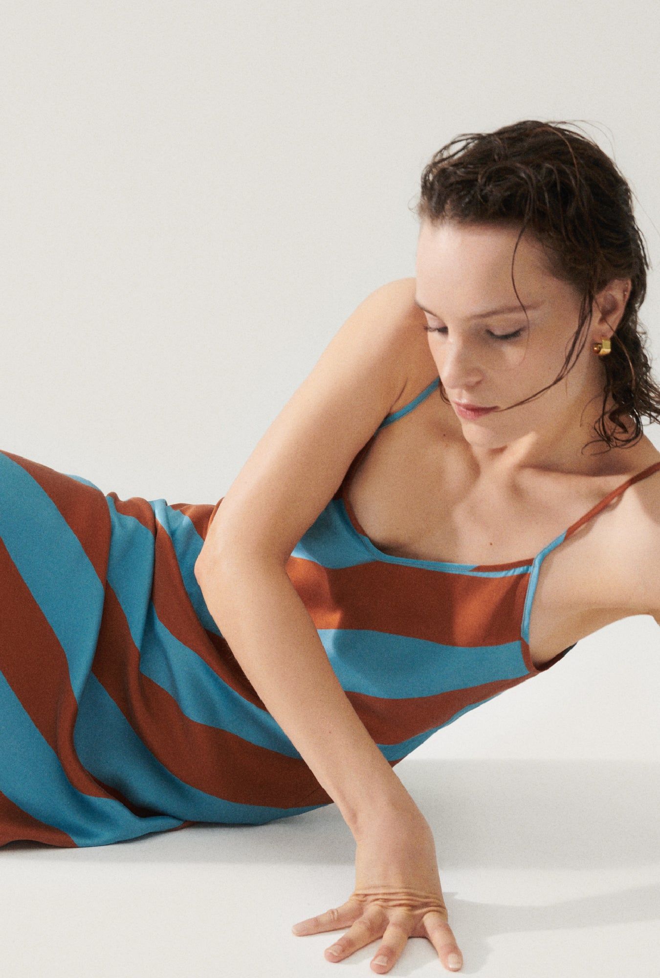 Silk Laundry | 90s Slip Dress - Lake Stripe sold by Sister & Co product image thumbnail 4