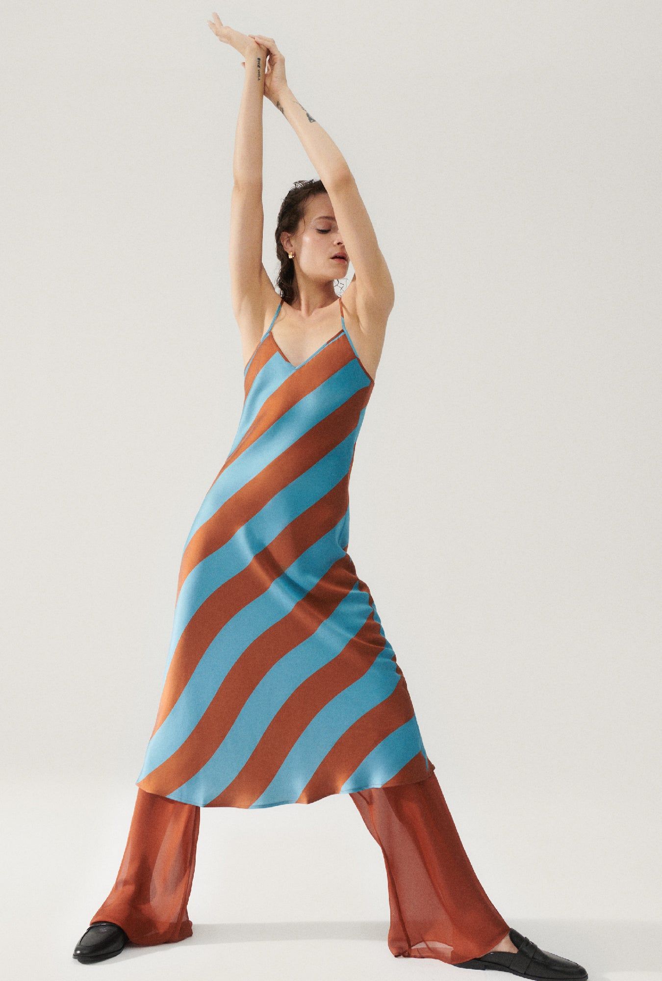 Silk Laundry | 90s Slip Dress - Lake Stripe sold by Sister & Co product image thumbnail 3