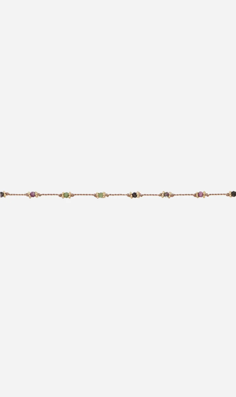 Tityaravy | Lotus Long Necklace - Micron/Beige/Ruby Zoisite sold by Sister & Co
