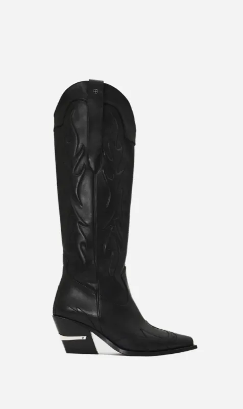 Anine Bing | Tall Tania Boot - Black Western sold by Sister & Co