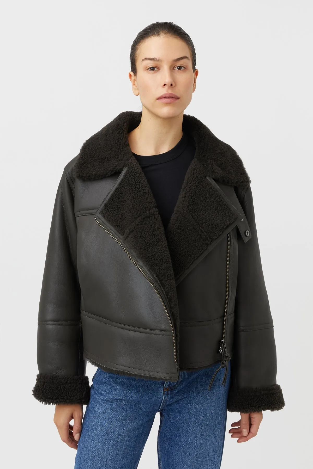 Camilla & Marc | Kula Leather Jacket - Khaki sold by Sister & Co product image thumbnail 3