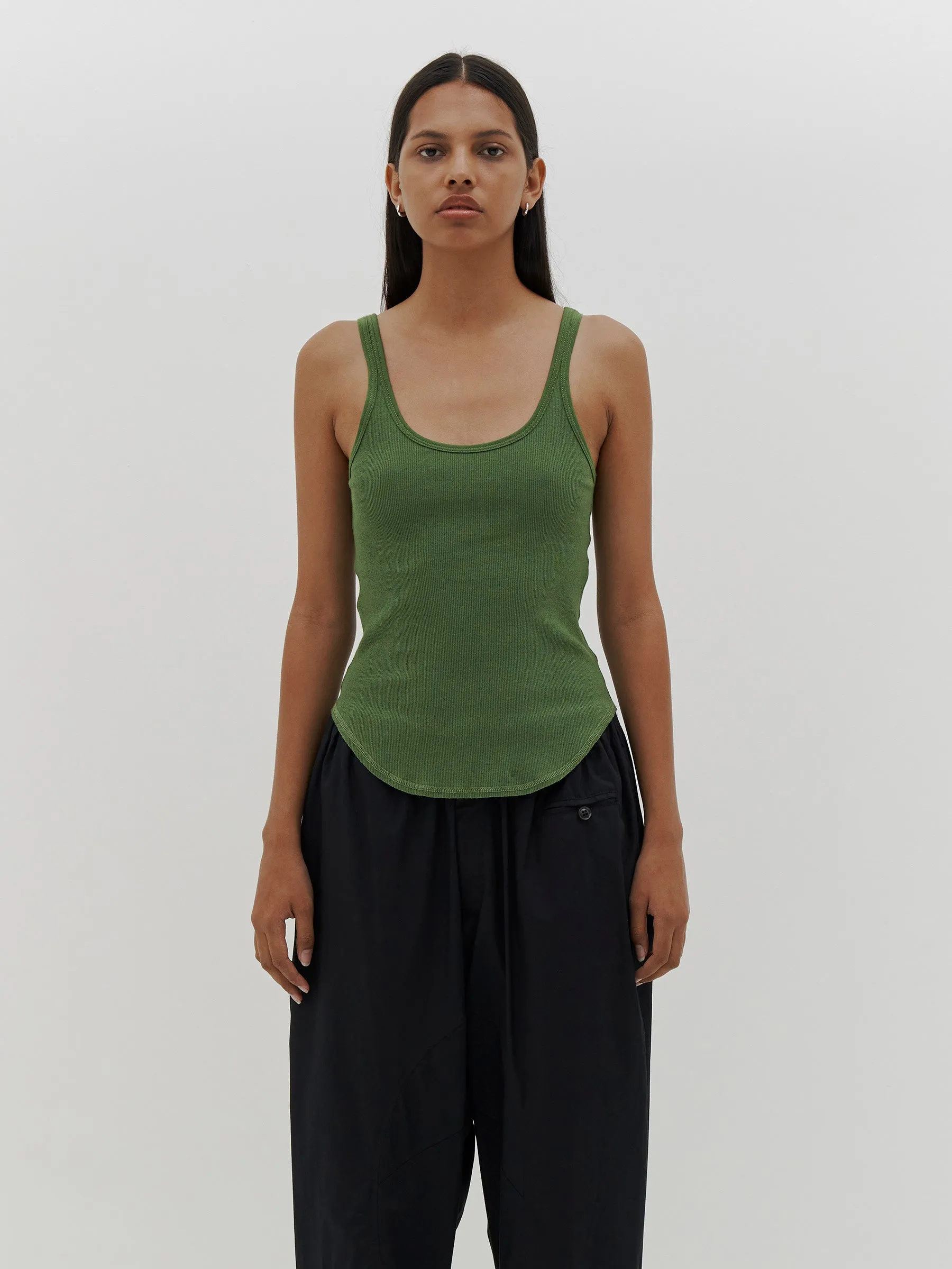 Bassike | Slim Superfine Rib Tank - Basil sold by Sister & Co product image thumbnail 3