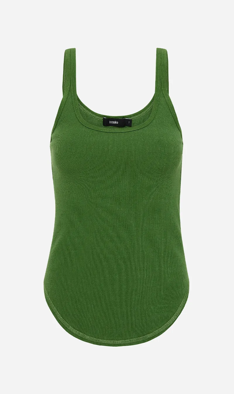 Bassike | Slim Superfine Rib Tank - Basil sold by Sister & Co