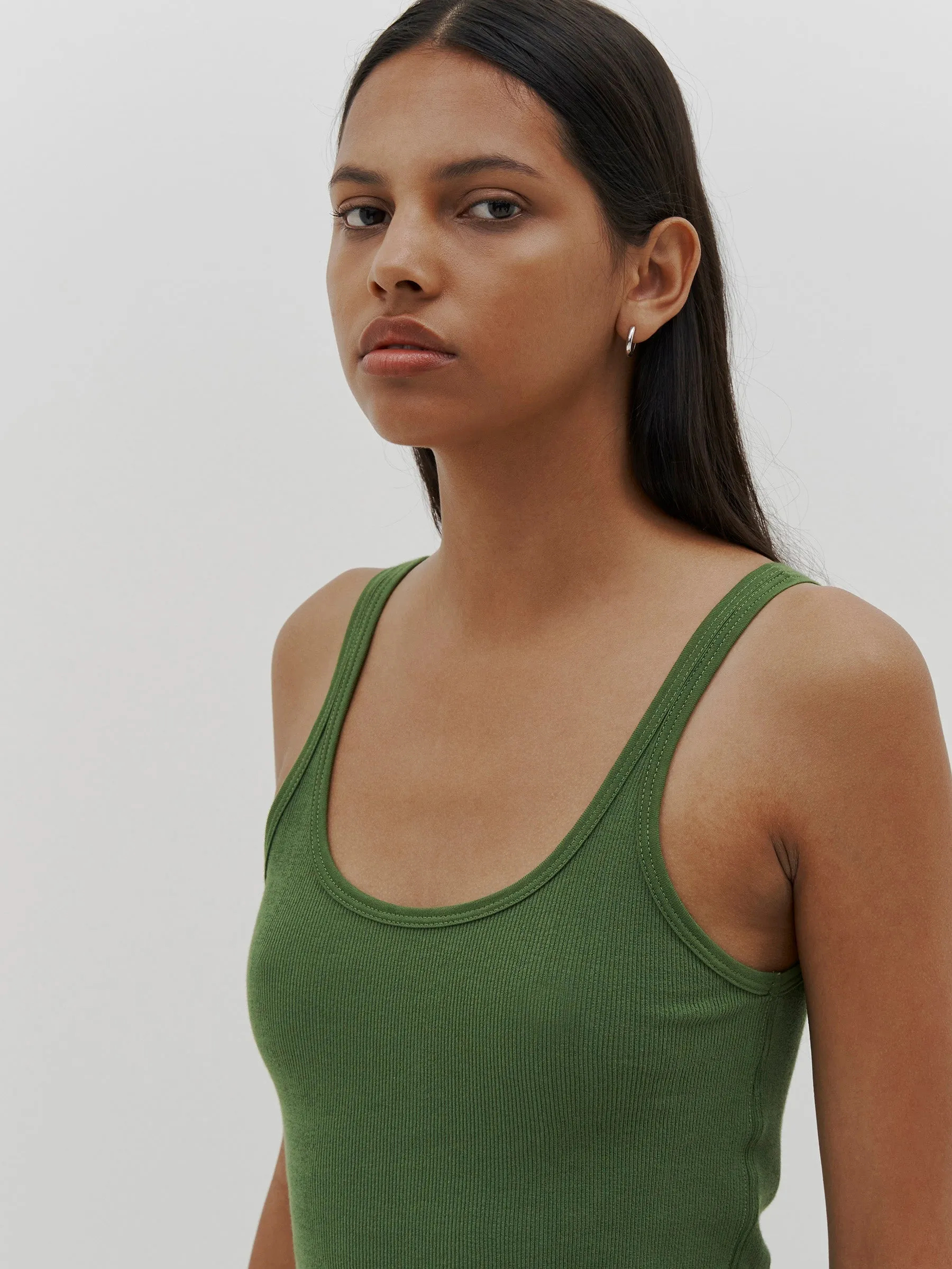 Bassike | Slim Superfine Rib Tank - Basil sold by Sister & Co product image thumbnail 5