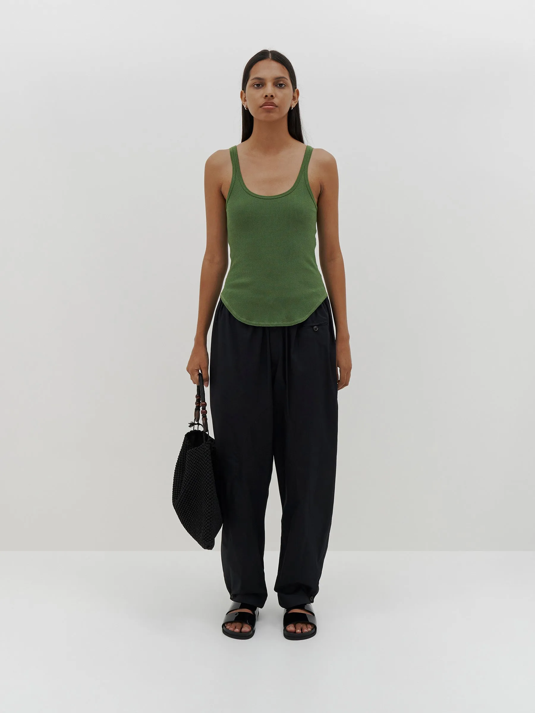 Bassike | Slim Superfine Rib Tank - Basil sold by Sister & Co product image thumbnail 2