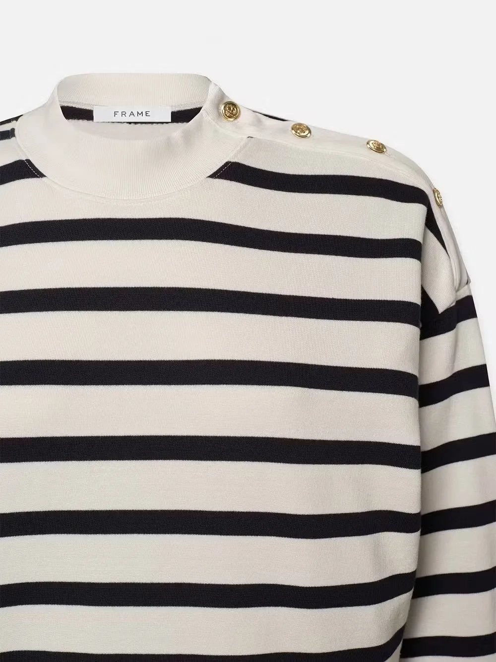 Frame | Button Detail Sweatshirt - Navy Multi sold by Sister & Co product image thumbnail 3