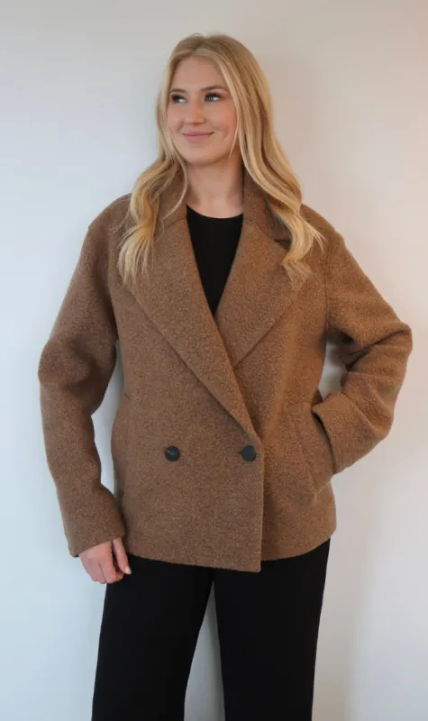 Harris Wharf London | Cropped Outdoor Jacket - Teddy Brown sold by Sister & Co
