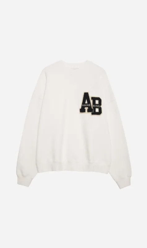 Anine Bing | Miles Oversized Sweatshirt Letterman - Off White sold by Sister & Co