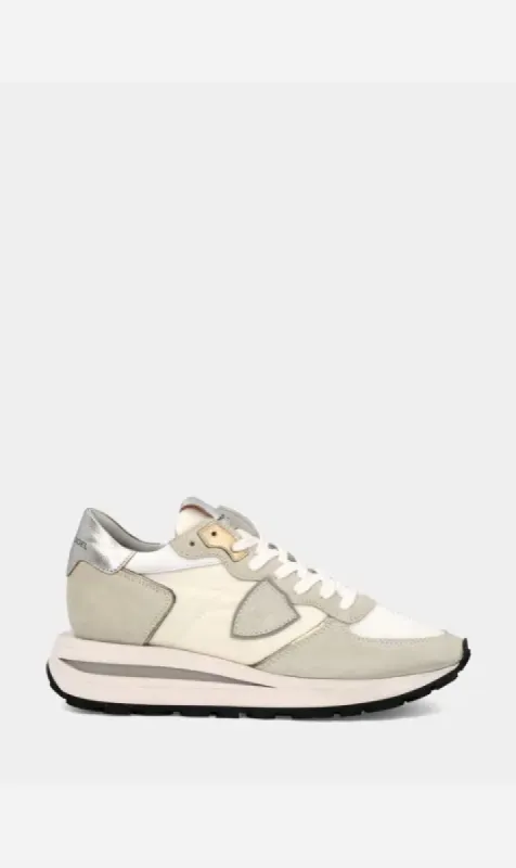Philippe Model | Tropez Haute Low - White and Silver sold by Sister & Co