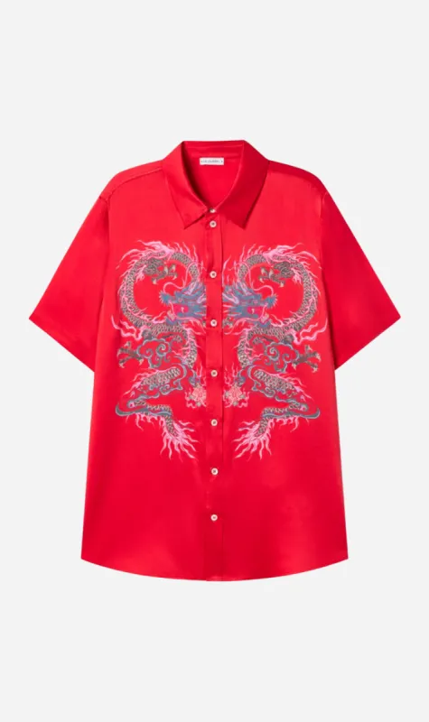 Silk Laundry | Short Sleeve Boyfriend Shirt - Year Of The Dragon sold by Sister & Co